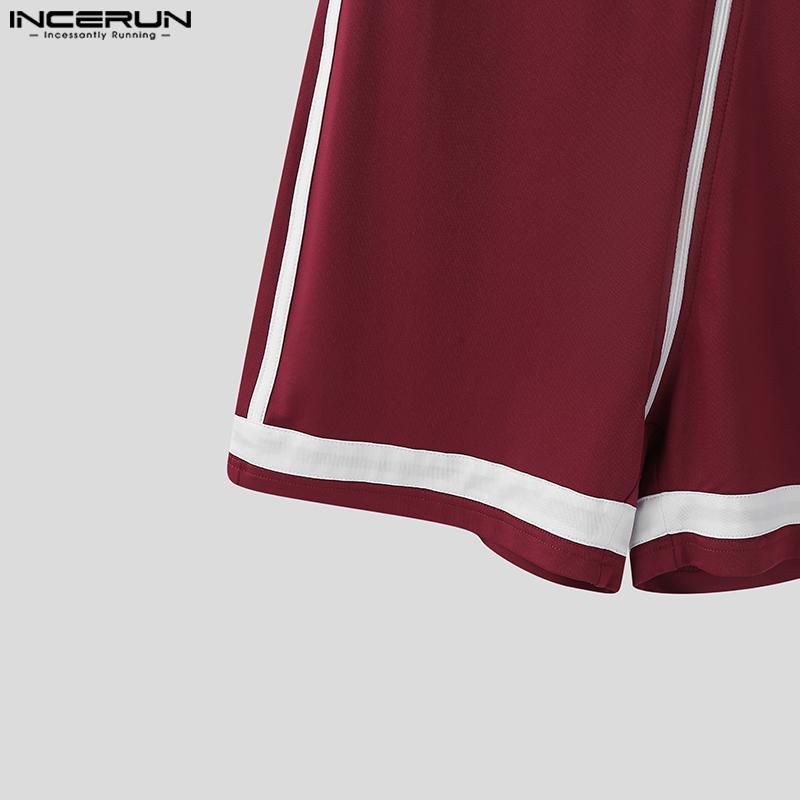 INCERUN Men Short Sleeve Stitching Fitted Jumpsuits Romper Bodysuits Pajamas Home Wear