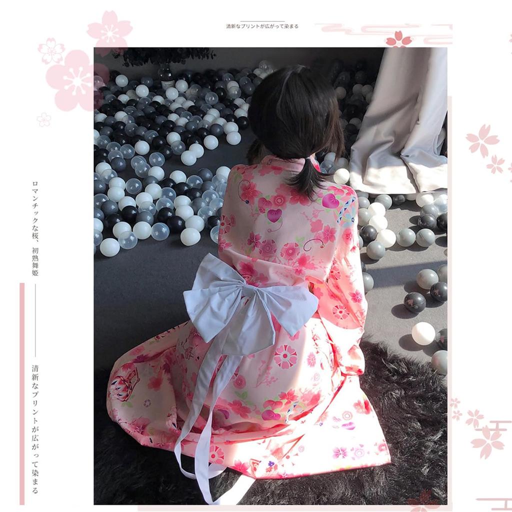 Комплект из 3 предметов юката косплей сексуальное длинное кимоно японская одежда цельный косплей чрезвычайно сексуальный эротический милый костюм нижнего белья эротический костюм нижнего белья