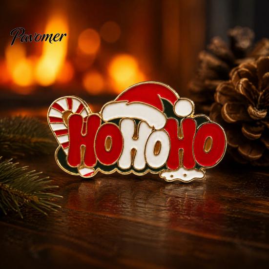 Значок "Леденец" HOHOHO Эмалевая брошь на Рождество, Рождественский значок в виде шапки Санты, Значок из сплава, Декоративные праздничные свитеры, куртки, шарфы