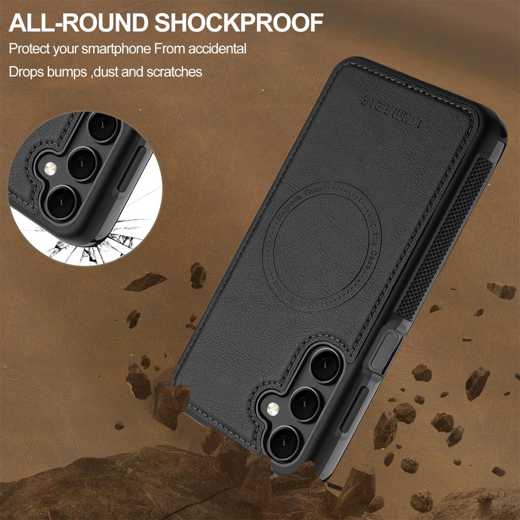 LC.IMEEKE Для Samsung Galaxy A17 5G Магнитный чехол Совместим с MagSafe Кожа+ТПУ Задняя крышка