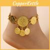 Gold Alloy Luxury Coin Anklet Women Fashion Accessory With Tassel Design Dangle