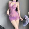 Erotic Lingerie, Sexy ancient-style purple Cheongsam, Women's See-through, hip-hugging, lace-up uniform, Women's no-shirt-off Set 1023