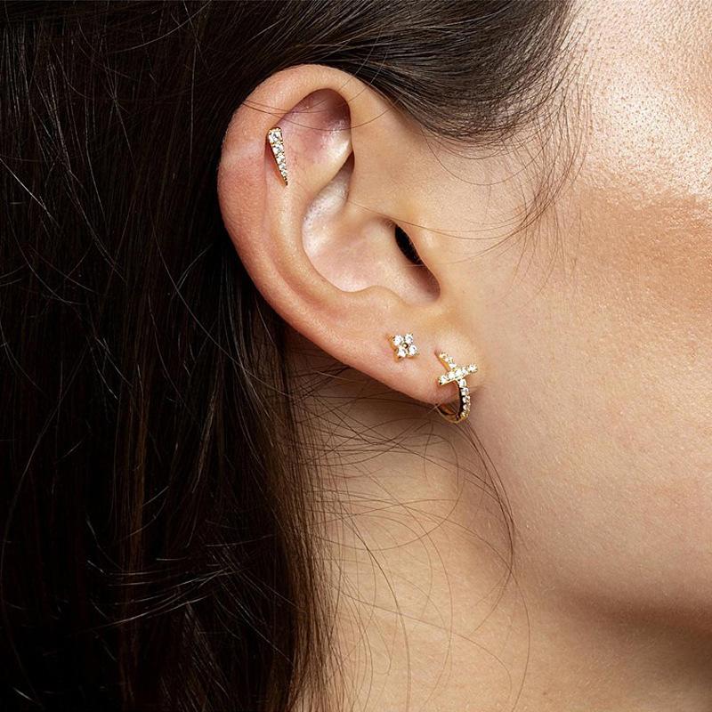 Серьги, Цирконий Крестовина Ухо Пряжки Ins Стиль Ниша Дизайн Серьги Модные Серьги