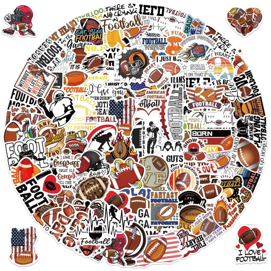 100 Soccer Stickers, American FootballWaterproofDecals, Decals For Luggage, Skateboards, And Helmets