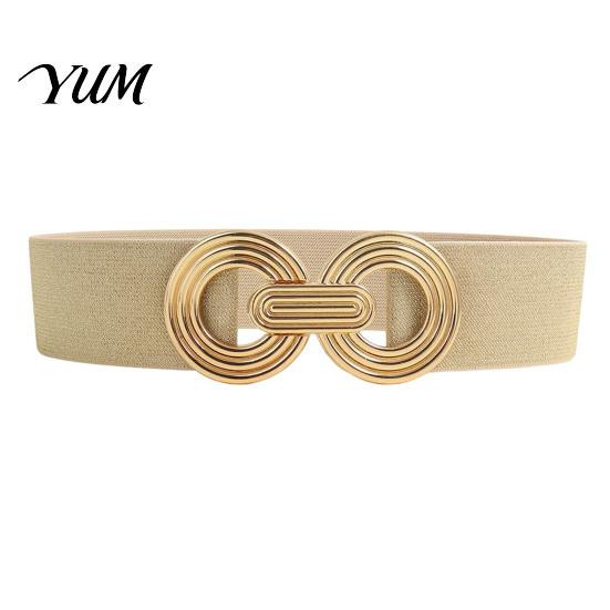 Women Waist Accessories for Date Parties 75cm Women's Elastic Belt, Wide Stretch Fashionable Belt with Stretchy Cinchers Geometric Metal Buckle, Dress