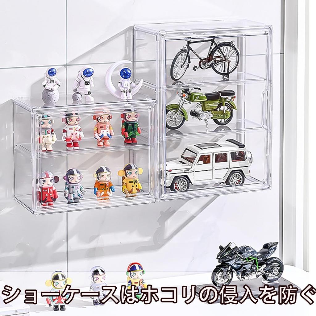 QIYUNI Подставка-витрина для фигурок, полка для коллекции фигурок, витрина, настольная, большой вместимости, с 2 полками, съемными разделителями, витрина, рамка для витрины