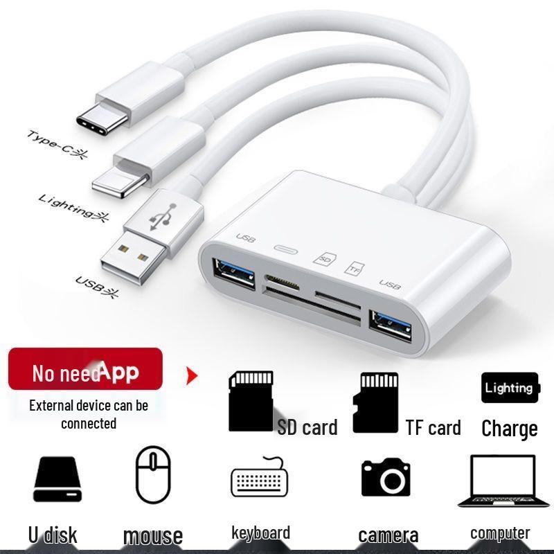 Универсальный адаптер-кардридер Apple/TYPEC/USB TF и SD