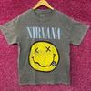 Футболка Nirvana Nevermind со смайликом, минеральная стирка, размер L