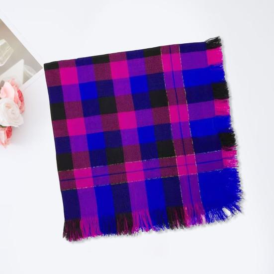 Шерстяной квадратный шарф с кисточками, клетчатый узор, женская вязка