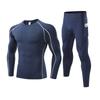 Mens Compression Athletic Set Long Sleeve Top Pants Running Basketball Gym Workout Quick Dry Breathable Sportswear