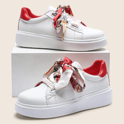 Осенние женские кроссовки на платформе, модная спортивная обувь со шнуровкой и лентой, обувь для скейтбординга на плоской подошве, мягкая кожа, повседневная обувь для ходьбы