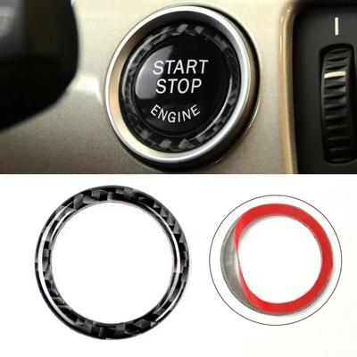 Для BMW E90 E92 E93 Кнопка Старт-Стоп Двигателя Автомобиля Кольцо-Окантовка Кнопки Переключателя Черные Наклейки из Углеродного Волокна Аксессуары для Интерьера