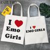 Ladies Fashion Shopping Bags I Eom Girl Print Women Canvas Shoulder Bags Cotton Grocery Large Handbags Tote Aesthetics For Girls
