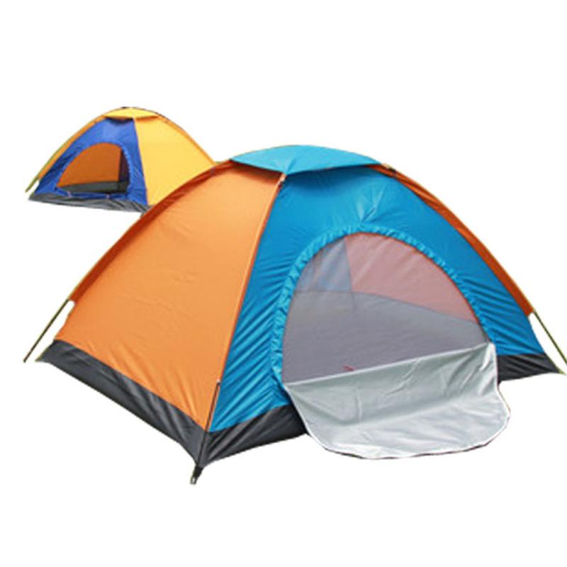 190t Silver Glue Polyester Cloth Outdoor Couple Camping Tent Double Zipper Waterproof Roof