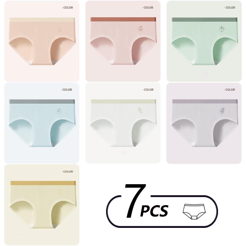 7Pcs Women's Panties Cotton Underwear Week Pants Girls Briefs Solid Panty Breathable Underpants Sexy Low Waist Female Lingerie