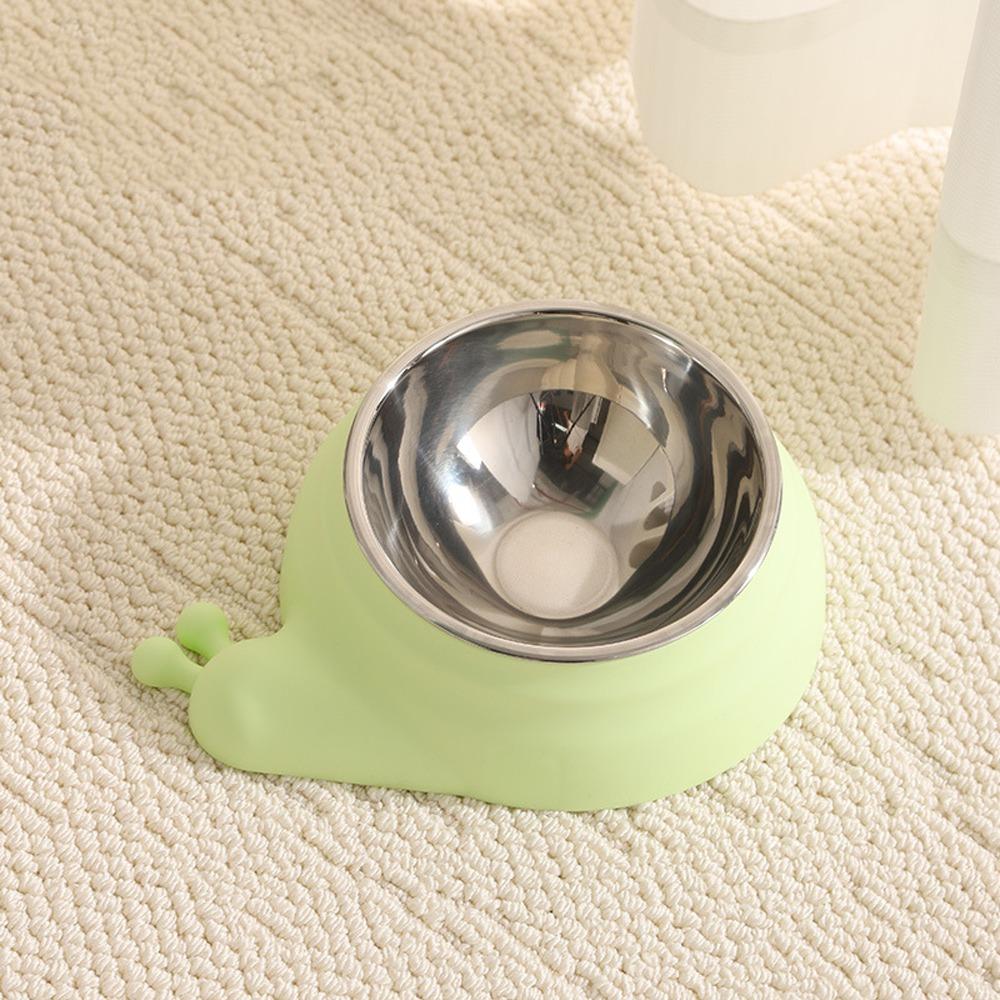 Stainless Steel Pet Cat Feeder Bowl Snail Shap Anti-leakage Cat Water Feeder Anti-spill Non-slip Food Water Bowls For Dogs Cats