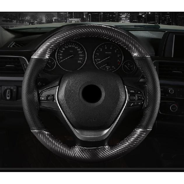Оплетка автомобильного рулевого колеса, украшение, углеродное волокно, микрофибра, кожа с иголками, чехлы для сращивания ниток, спортивная мода