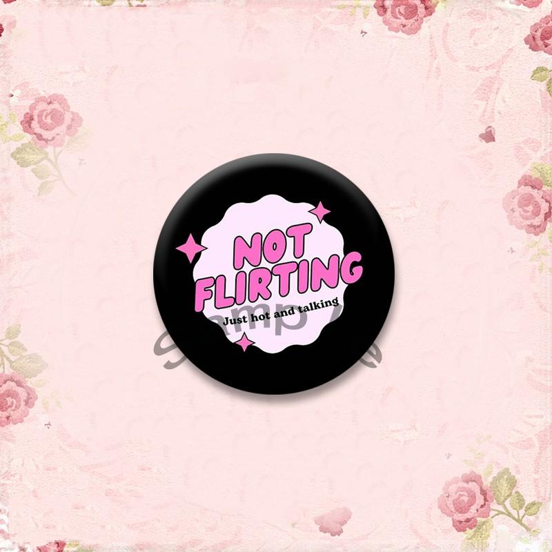 Y2k Aesthetic Pink Round Pins Domo Love Letters Enamel Badges Custom I Heart My GF BF Brooches Cartoon Jewelry Gift for Friends