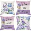Home Decor Hello Spring Bird & Hydrangea Home Decor Pattern Cushion Cover Suitable For Sofa Bedroom Car Pillow Cover
