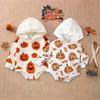 Halloween Pumpkin Baby Boys Girls Long Sleeves Hooded Romper Jumpsuit Clothes for 0-24 Months