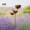 Durable Bird Feeder Pole 3 Tiered Cascading Rain Catcher Bath, Metal Garden Stake Water Holder Bowl Feeder, Outdoor Pollinator Watering Station
