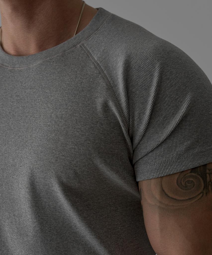 Baulopeulodeogteu Футболка с длинным рукавом и мелкой резинкой Raglan Muscle - Базовая/Укороченная [Серый]