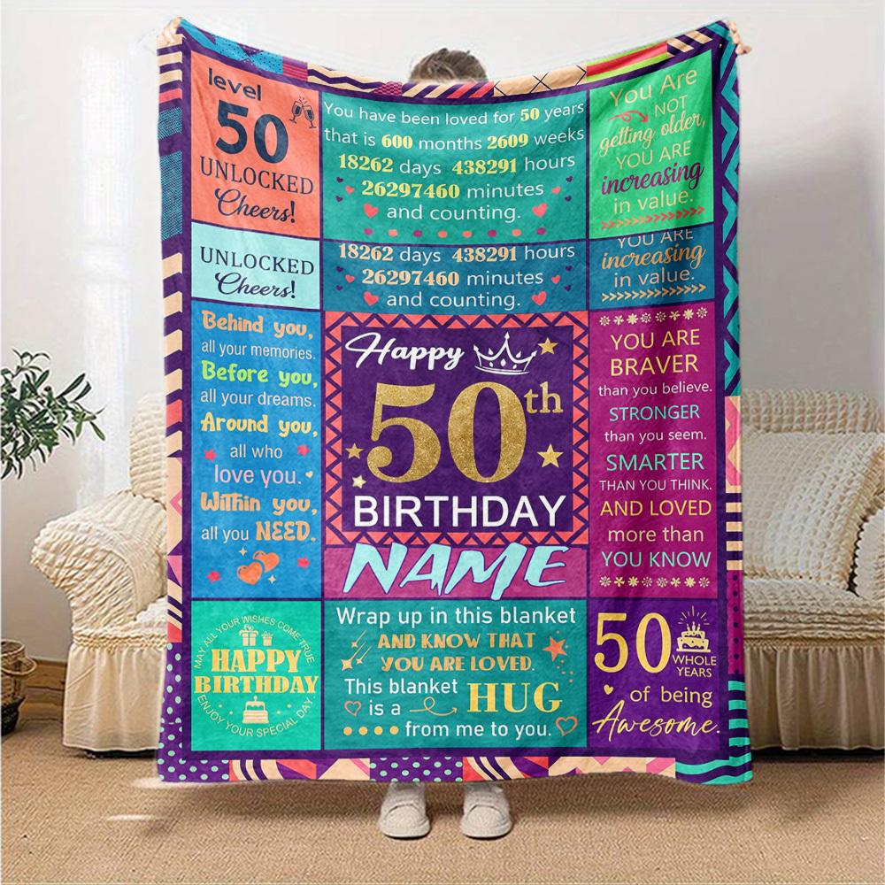 50Th Birthday Milestone Celebration Lightweight Personalized Text Ultrasoft For Sofa Couch Office Bed Picnics Four Seasons Universal Modern Style