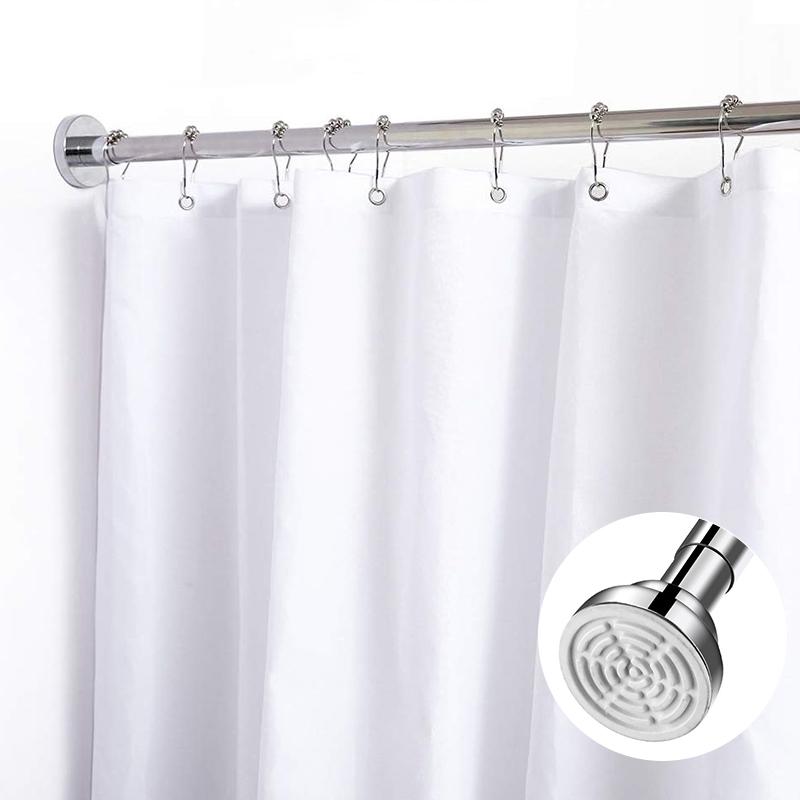 No Drilling Needed Tension Shower Curtain Rod Stainless Steel Rust Proof Non-Slip Spring Adjustable Pole for Bathroom Shower