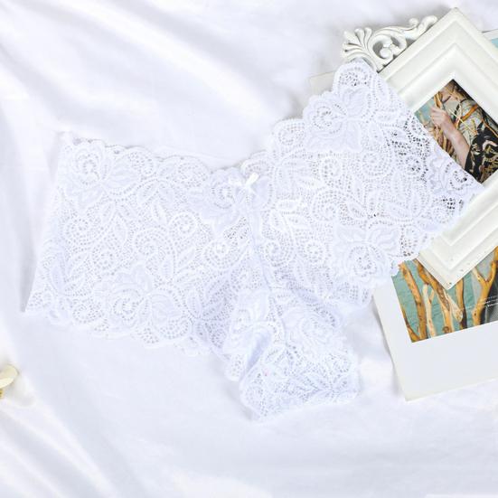 Women's Sexy Lace Panties Cheeky V Waist Hipster Bikini Underwear Floral Lace Low Waist Boyshorts Briefs