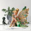 Tabletop Decor Fairy Garden Statue, Fairy Outdoor Statues Fairy Figurine Garden Decor for Outside Patio Lawn Yard Balcony