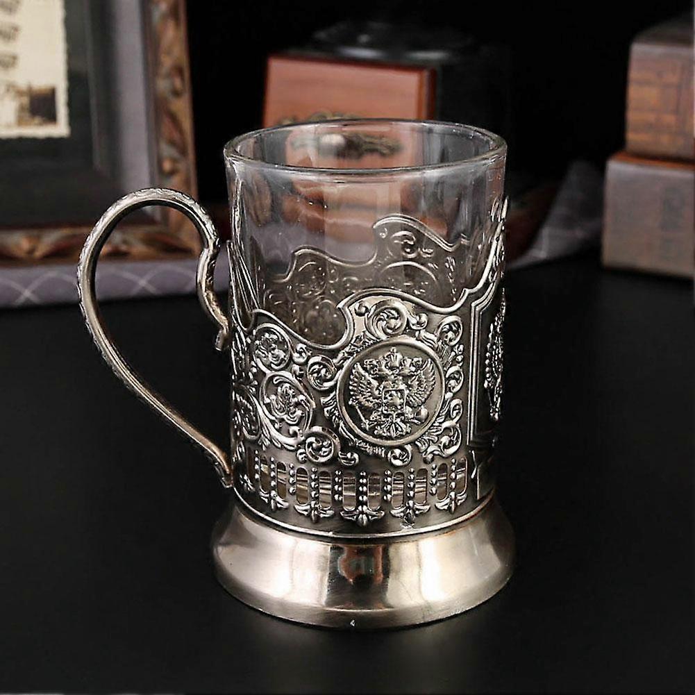 Retro Style Metal Holder Whiskey Glass, Classic Russian Cup, Drinking Unique Business Bar Art & R4a2
