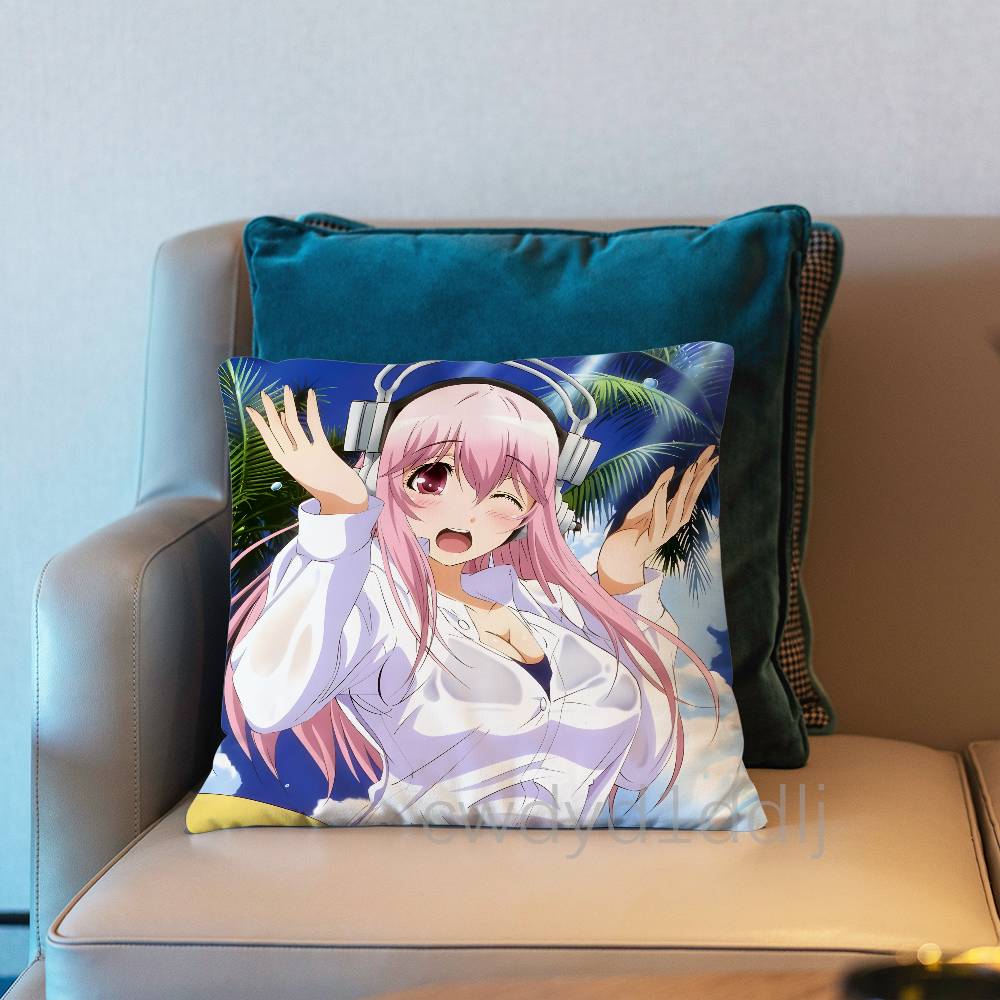 SSuper Sonico Аниме Наволочка Короткий Плюш Декоративная Подушка для Дивана Подарок для Дома Двусторонняя Печать Подушка
