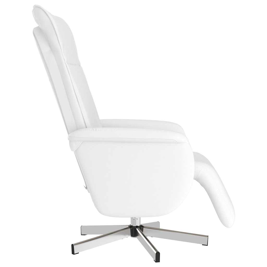 Massage Chair with Footrest White Faux Leather
