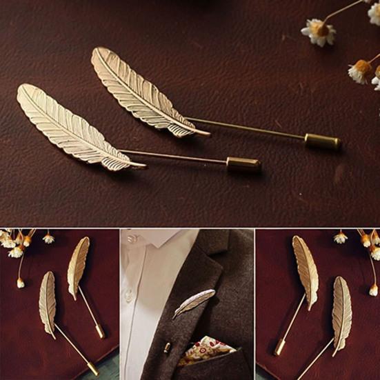 Brooch Elegant Decorative Vintage Men Feather Lapel Pin for Suit
