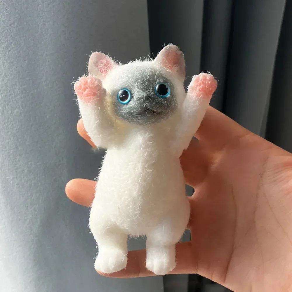 Сквиши-игрушка Кот Таба - Реалистичный Пушистый Липкий Сниматель Стресса, Мягкий Силиконовый Кот для Сжимания, Подарок для Детей и Взрослых