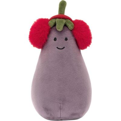 Jellycat Серия «Веселая еда» Тепло-красные амбушюры Яркий баклажан Успокаивающая спящая кукла Плюшевая кукла Сидячая высота 16 см Высота