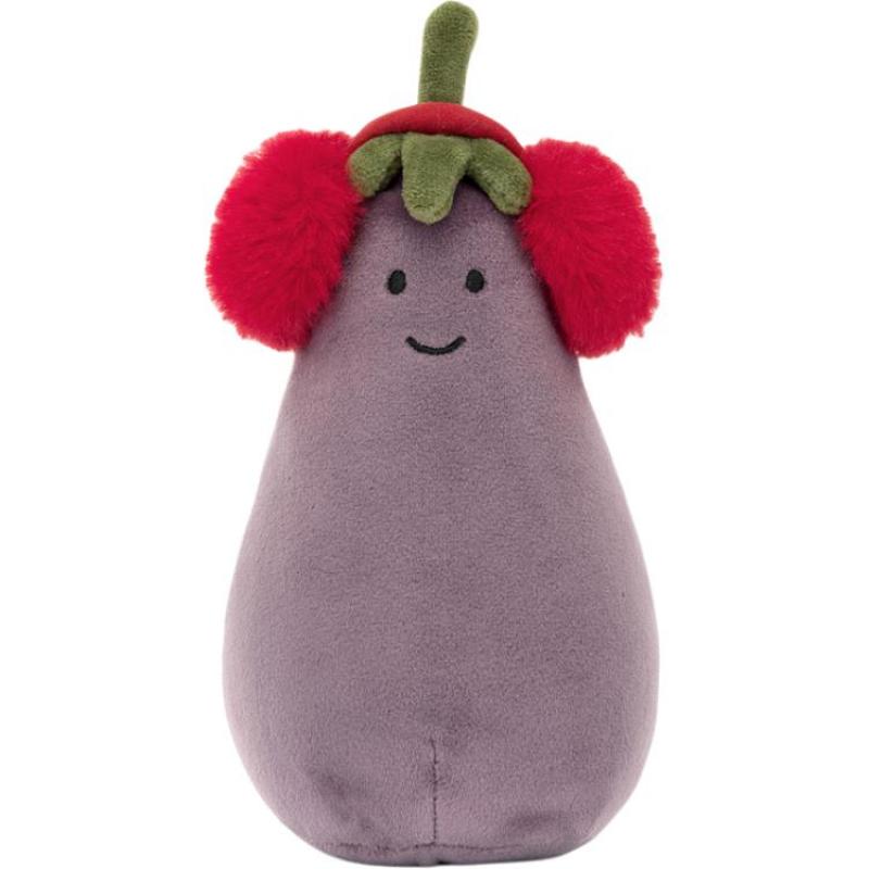 Jellycat Серия «Веселая еда» Тепло-красные амбушюры Яркий баклажан Успокаивающая спящая кукла Плюшевая кукла Сидячая высота 16 см Высота
