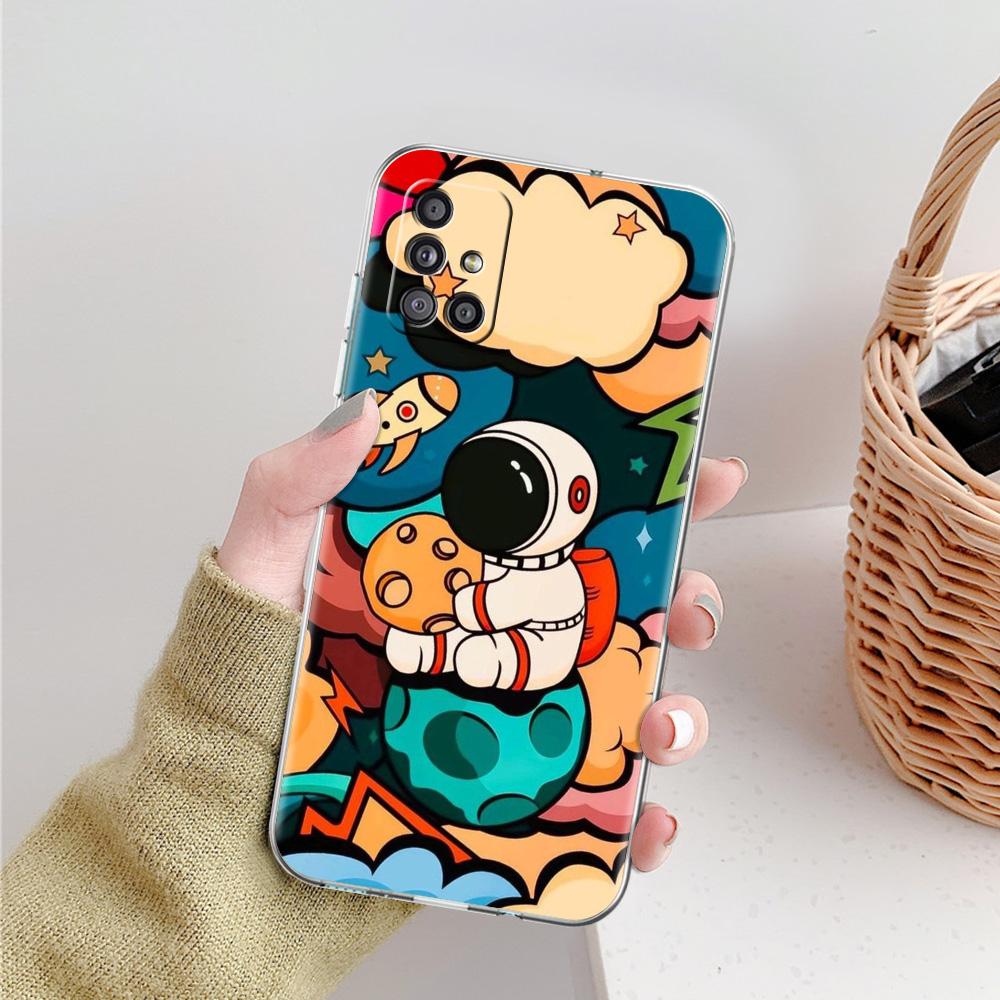 Чехол для Samsung A15 A13 A35 A55 A51 A71 A41 A31 A21S A03S A05 A17 A23 A25 A33 A53 A73 5G A07 4G Обложка Космонавт Мультяшный