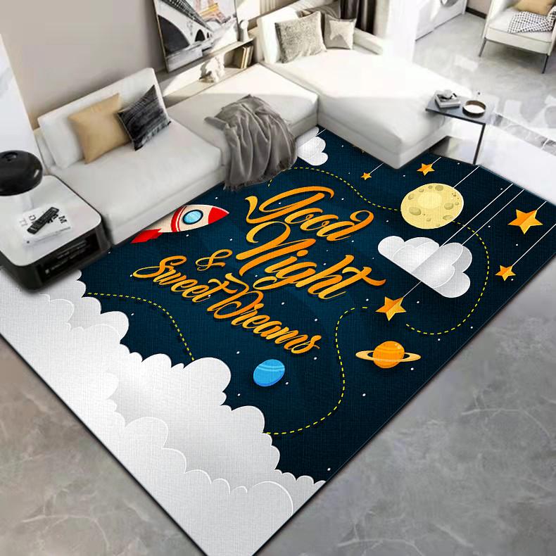 Cartoon Astronaut Carpet Camping Cushion Floor Mat Living Room Game Area Rug Floor Mat Children's Room Play Aera Mat Kawaii Rug