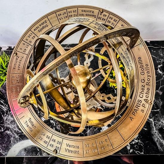 Латунный армилляр 45,72 см с рабочим компасом, латунная армиллярная сфера Льва, астролябия, морская настольная армиллярная сфера, глобус