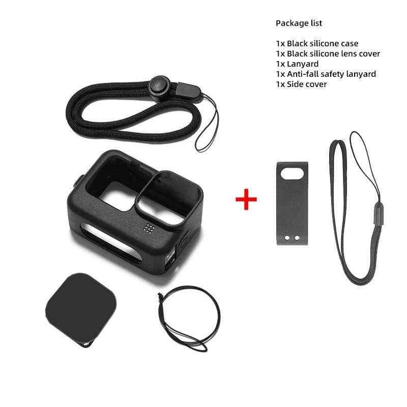 Черный силиконовый чехол-рукава, боковая крышка аккумулятора, защитные пленки, крышки объектива для GoPro Hero 12 11 10 9, аксессуары для экшн-камер