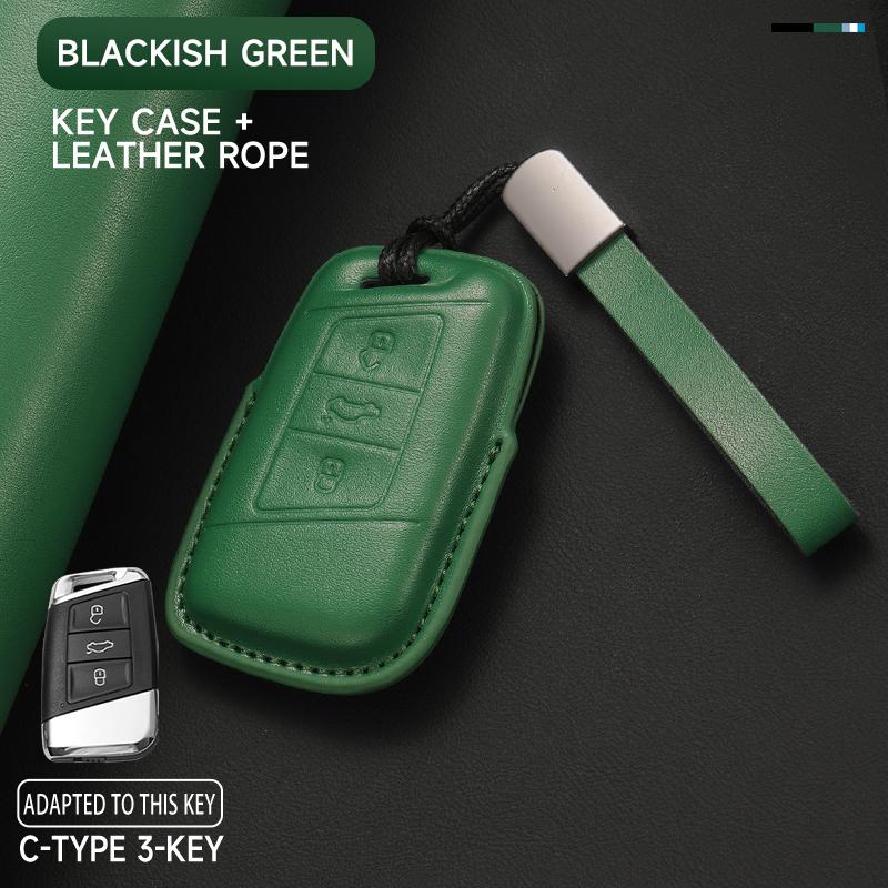 KTDJ9 Leather Car Key Cover Case Protection Shell Keychain For Skoda Octavia A5 kodiaq Fabia Scala Karoq Superb Kamiq Rapid Yeti