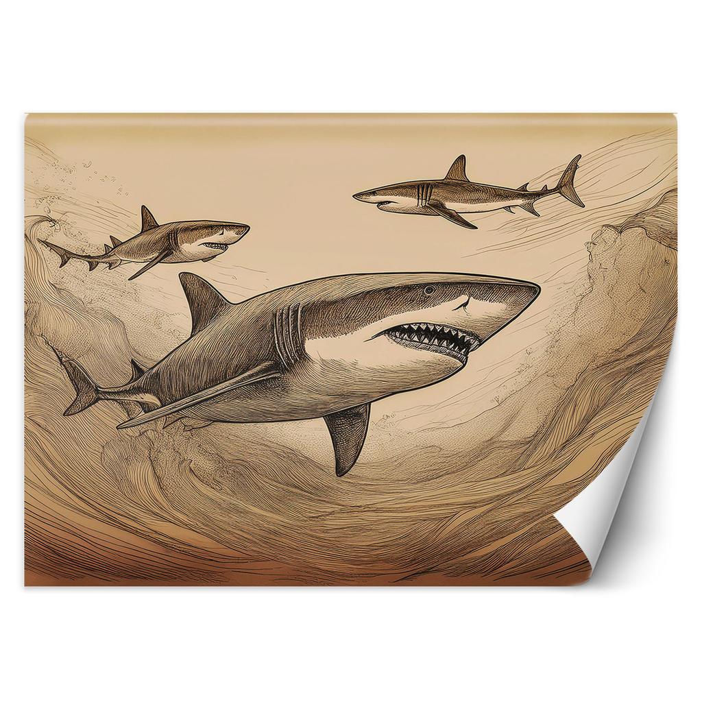 Wallpaper Sharks Animals Vintage