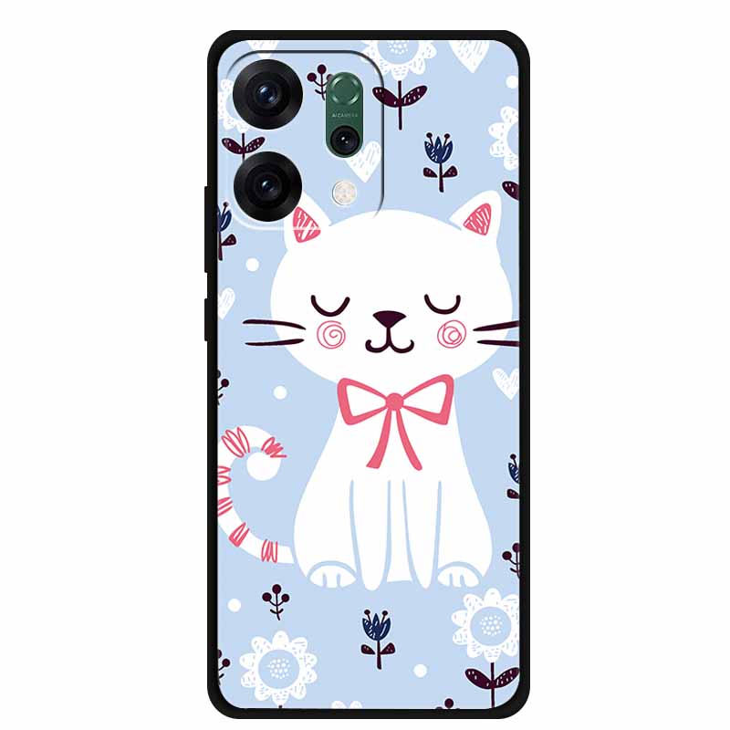 For Oppo Reno 14 5G 3D CaseRelief Flowers Emboss Phone Cover For Oppo Reno 14 Black Silicone Shockproof Soft Fundas Protector