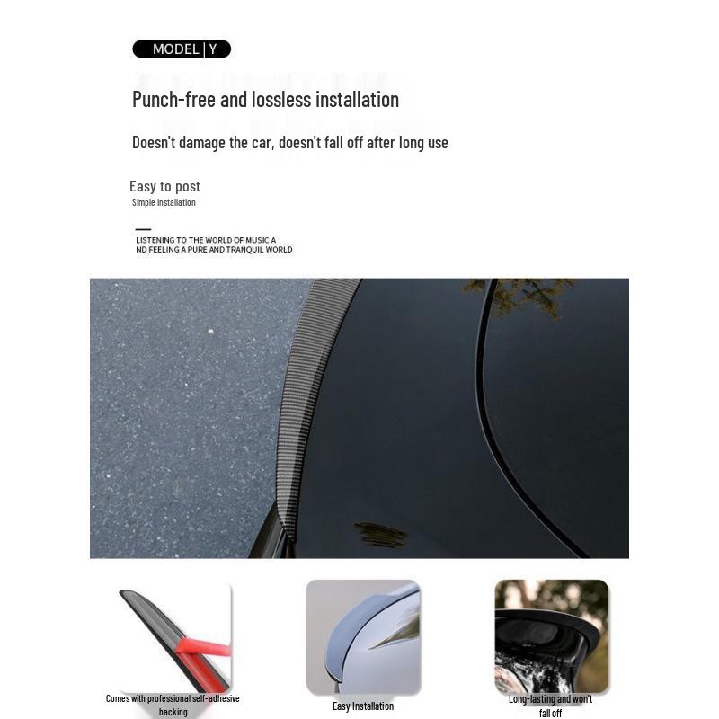Заднее крыло из углеволокна для Tesla Model Y/3: Улучшает характеристики, снижает сопротивление ветра, не требует сверления.