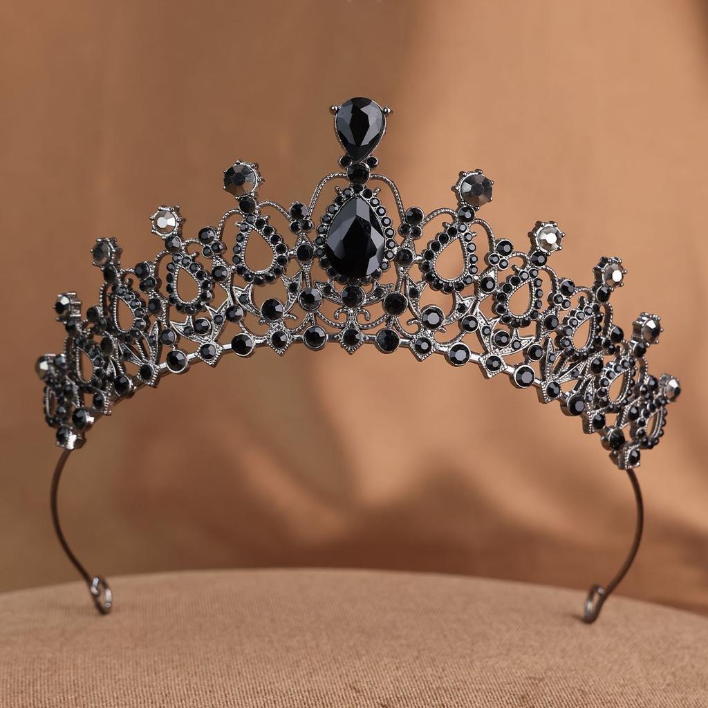 Retro Black Tiara Queen's Halloween Crown Wedding and Dinner Accessories Halloween Makeup and Hair Accessories