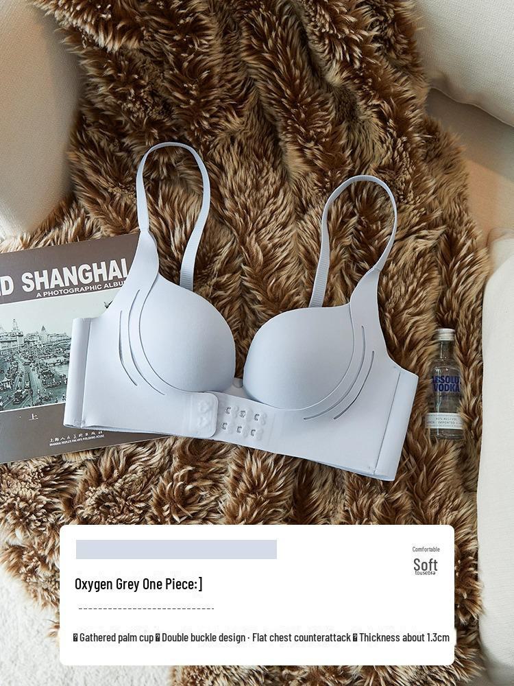 Girls' Front Buckle Seamless Bra Set - Anti-Sagging, Side Breast Support, No Empty Cup, Gathered Design