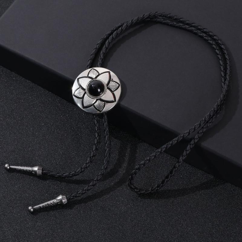 5 шт. Металлическое Цветочное Каменное Ковбойское Боло Галстук Западный Искусственная Кожа Веревка Галстук Украшения Цепочка на Воротник Рубашки Винтажное Ожерелье