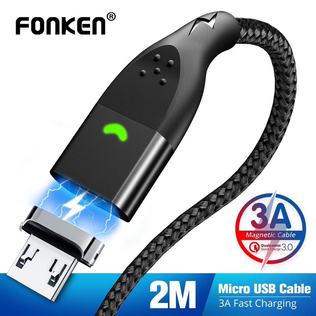USB-кабель Fonken Micro Магнитный Магнит USB Type C Зарядный кабель для телефона 3A Быстрая зарядка для мобильного телефона Для iPhone