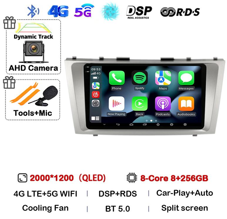 Android 14 Carplay Wifi+4G автомобильное радио для Toyota Camry 7 XV 40 50 2006-2011 4G мультимедийный плеер навигация GPS стерео 360 камера